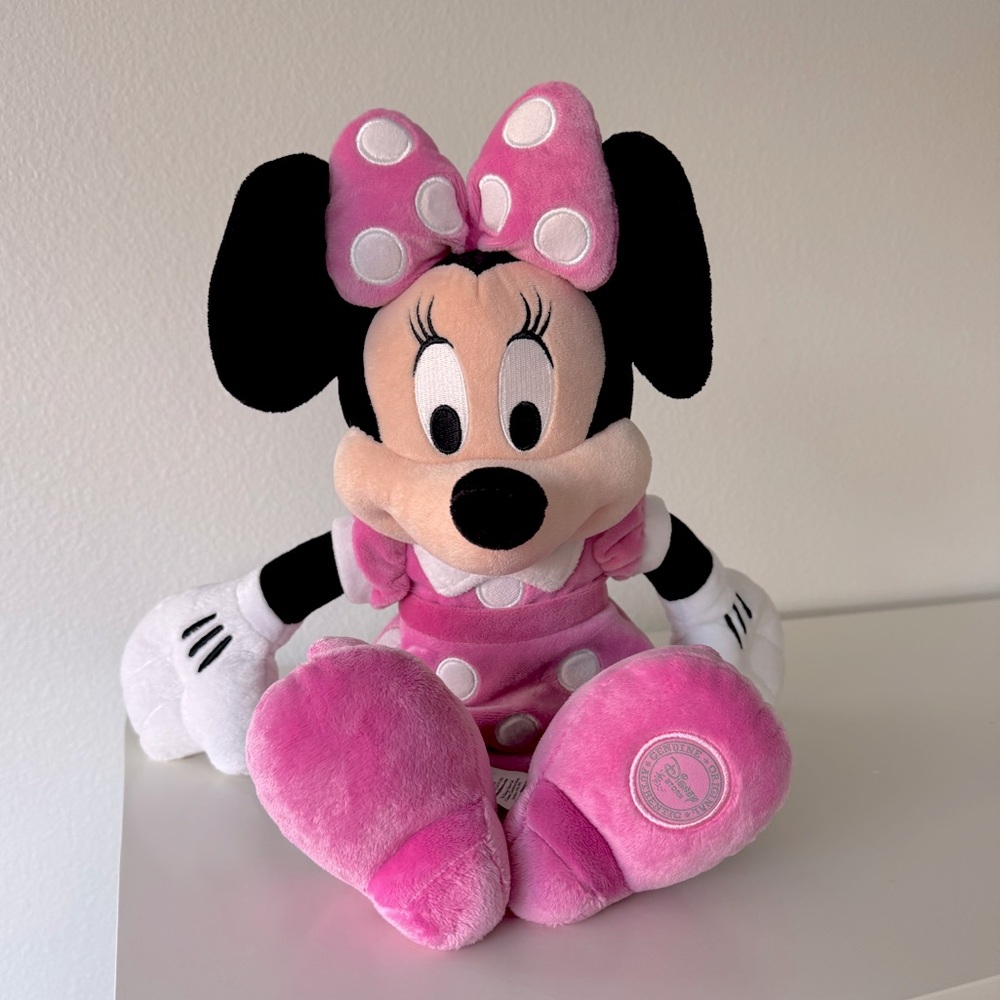 Disney Pink and Black Minnie Mouse Plush Toy, 16”